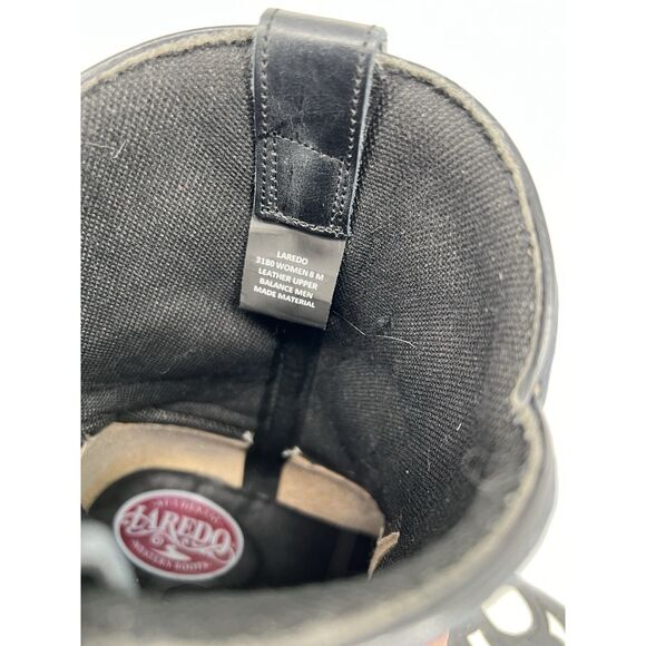 Laredo Aladina Boots Distressed White Leather Black Overlay Size 8 Western Cowgi - Picture 2 of 14